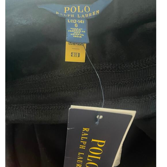 Polo Ralph Lauren Black Sweats w/ Ribbon Tuxedo type Trim on pant side seam, A64 - Picture 4 of 7